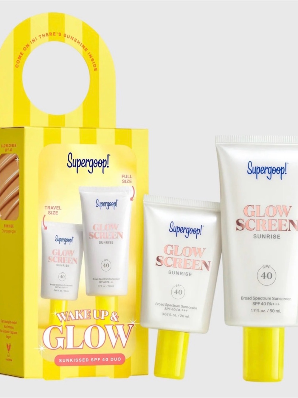 Supergoop! Glow Screen Sunrise SPF 40 Duo - Dual kit- NIB